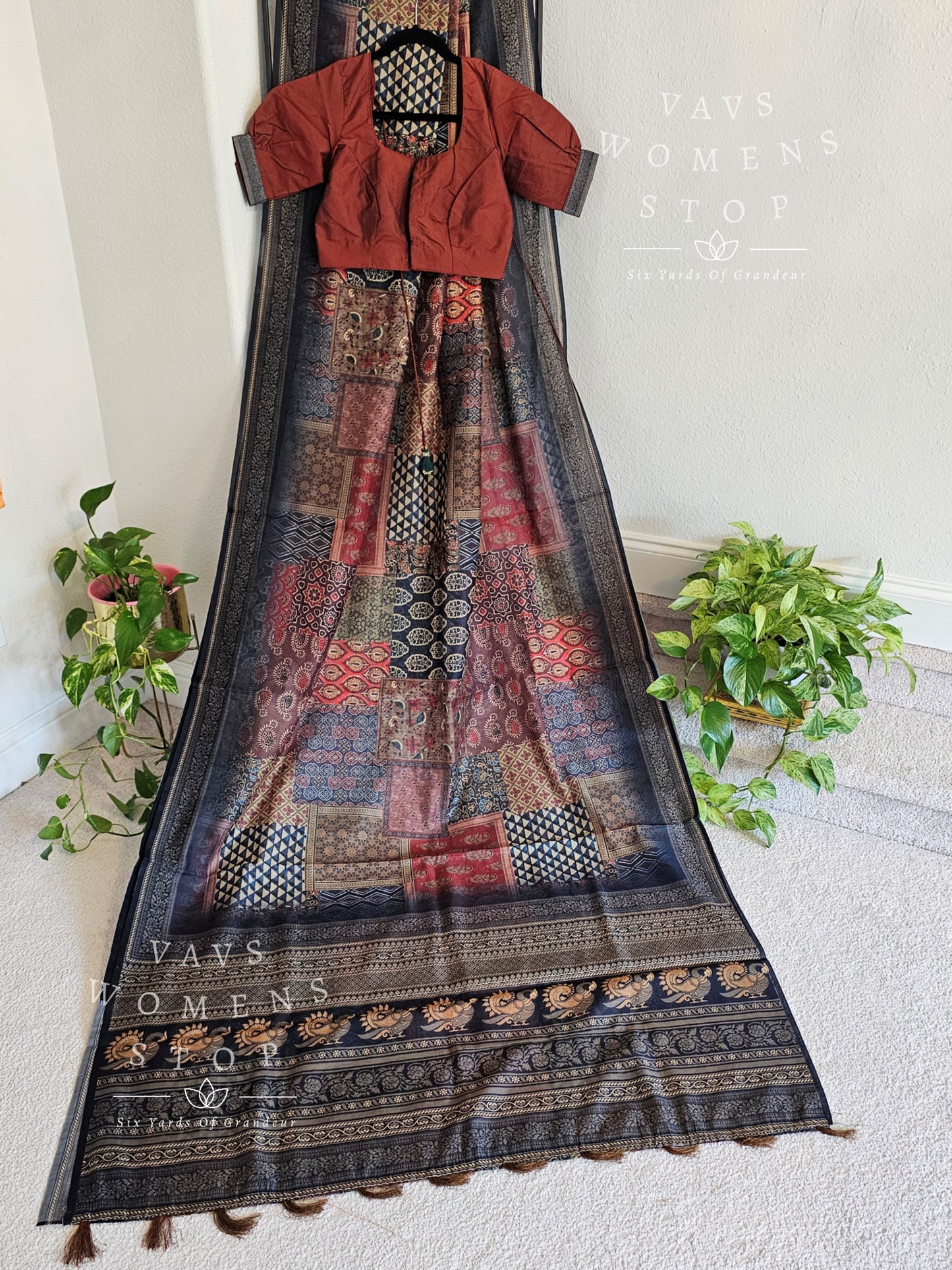 Soft Chanderi Digital Kalamkari Prints Saree - Blouse