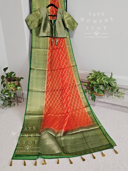 Kanchi Border Semi Organza Saree - Blouse