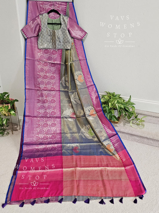Soft Warm Tissue Silk Saree - Blouse
