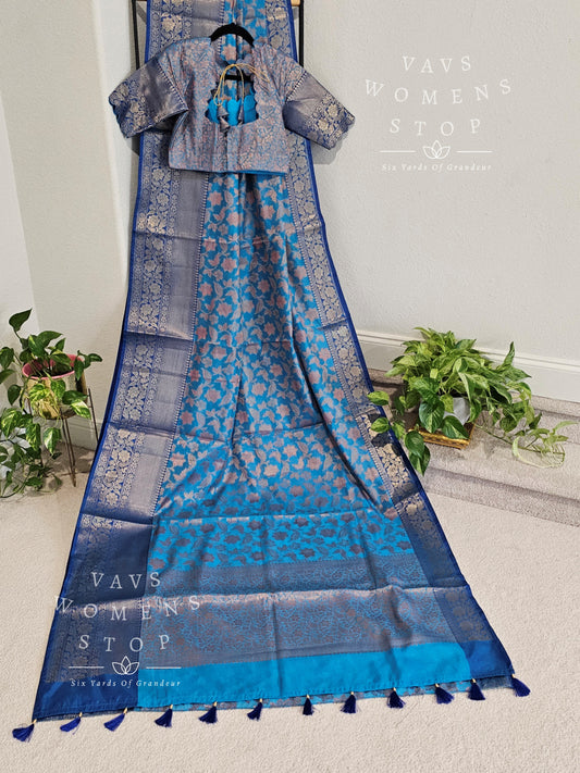 Fancy Semi Organza Silk Saree - Blouse