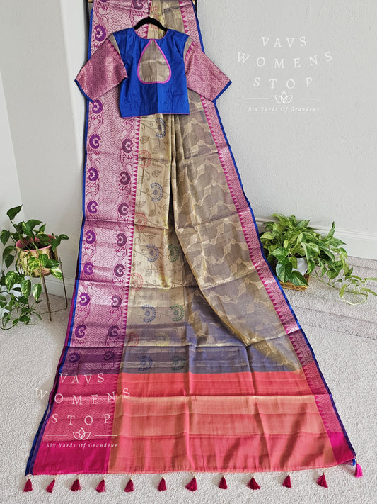 Soft Warm Tissue Silk Saree - Blouse