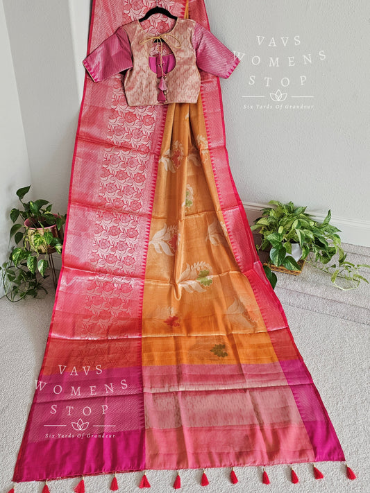 Soft Warm Tissue Silk Saree - Blouse