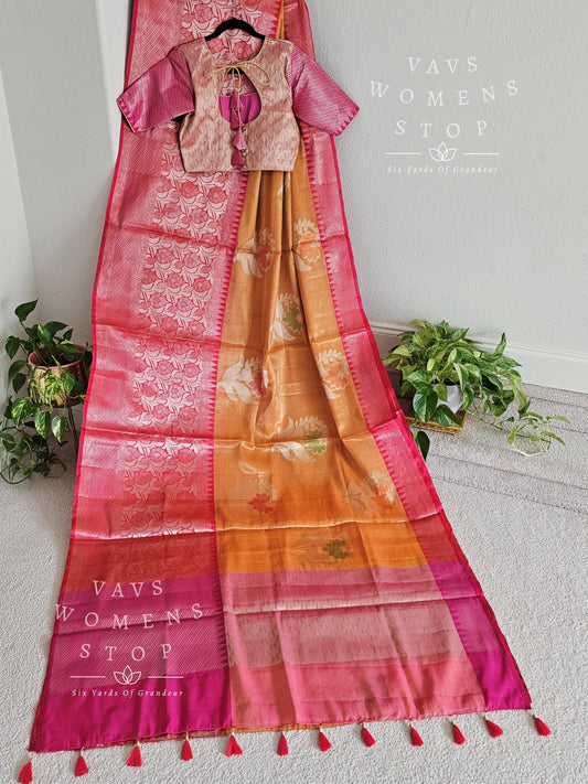 Soft Warm Tissue Silk Saree - Blouse