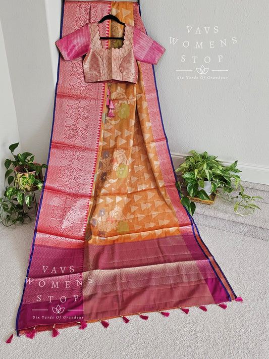 Soft Warm Tissue Silk Saree - Blouse