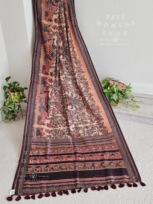 Kota Jute Kalamkari Prints Saree