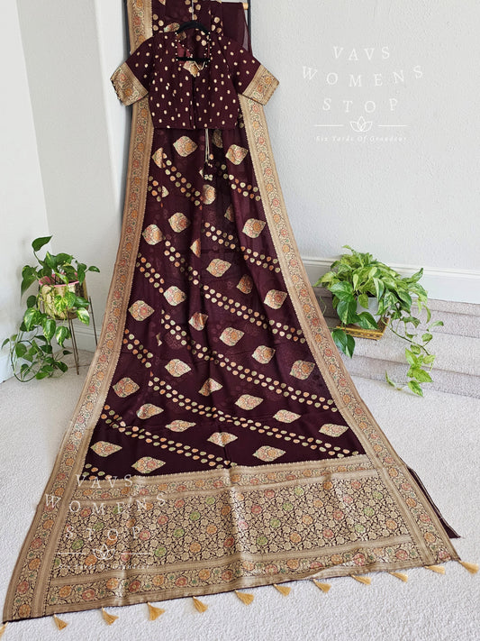 Pure Khaddi Viscose Georgette Designer Saree - Blouse
