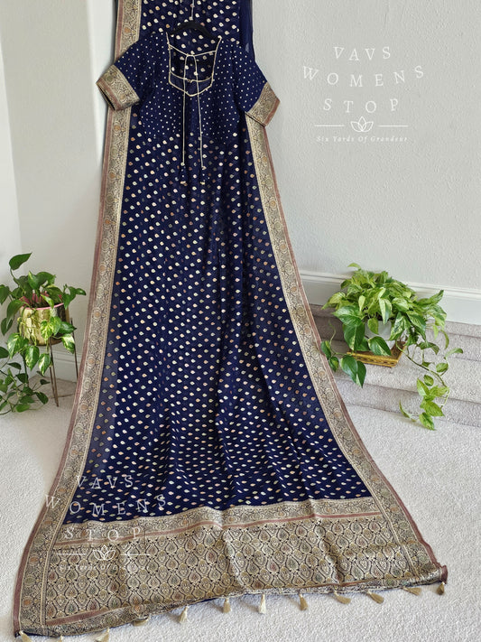 Pure Khaddi Viscose Georgette Designer Saree - Blouse