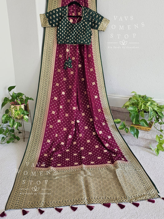 Semi Benarasi Warm Fancy Silk Saree - Blouse