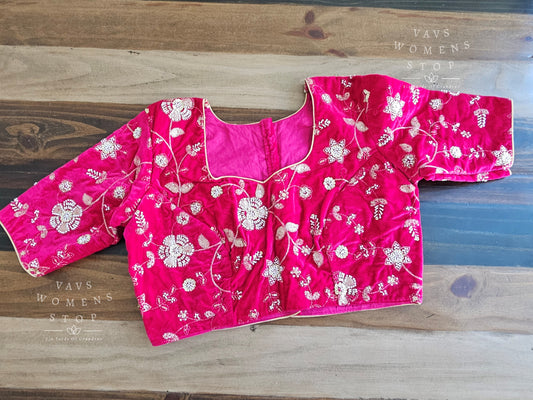 Pink Designer Velvet Blouse