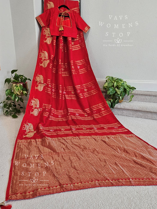 Borderless Munga Benarasi Saree - Blouse