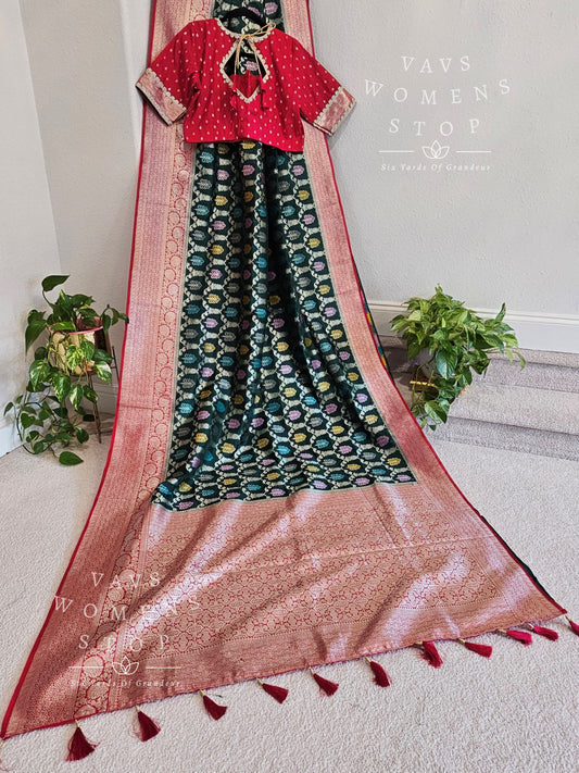 Blended Soft Warm Linen Benarasi Style Saree - Blouse