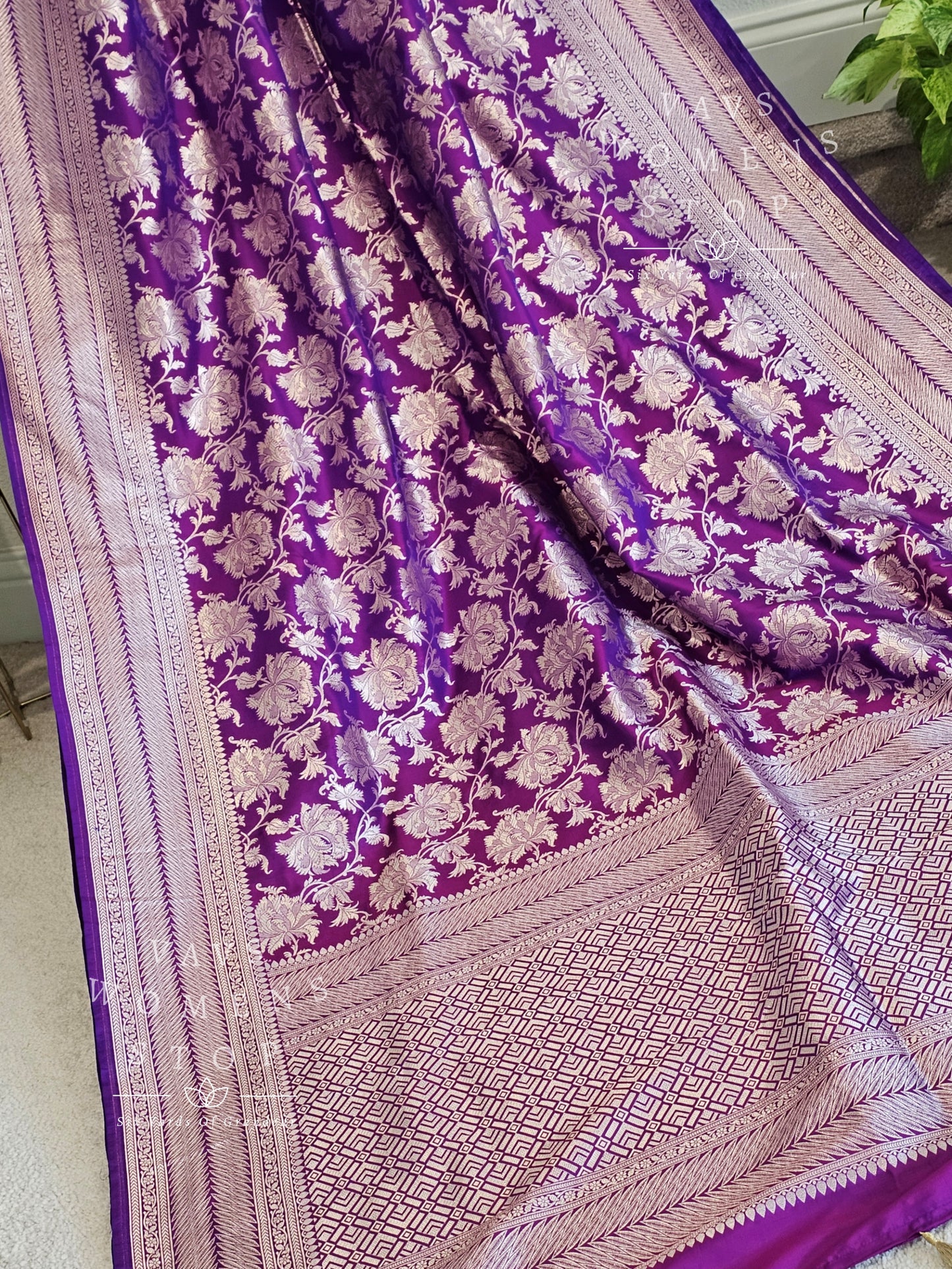Pure Benarasi Katan Silk All Over Designer Saree - Pure Rawsilk Maggam Blouse