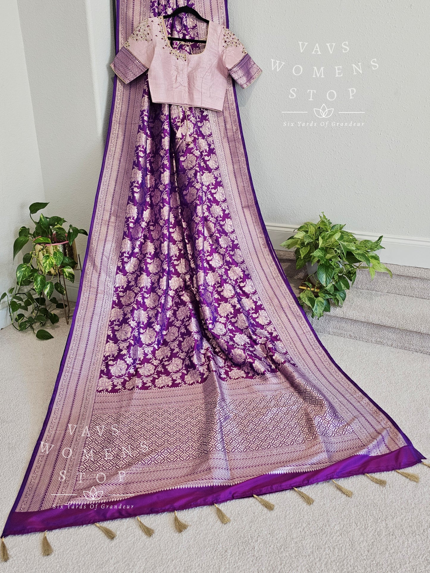Pure Benarasi Katan Silk All Over Designer Saree - Pure Rawsilk Maggam Blouse