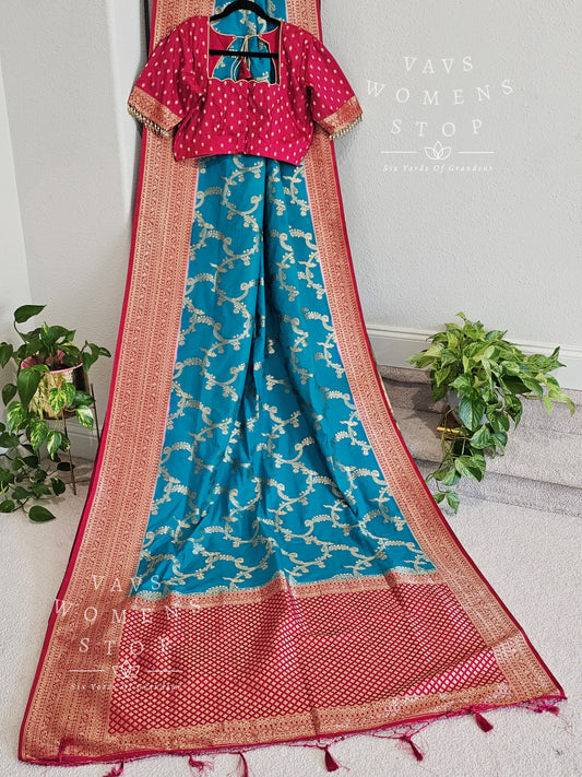 Viscose Benarasi Crepe Silk Saree - Blouse