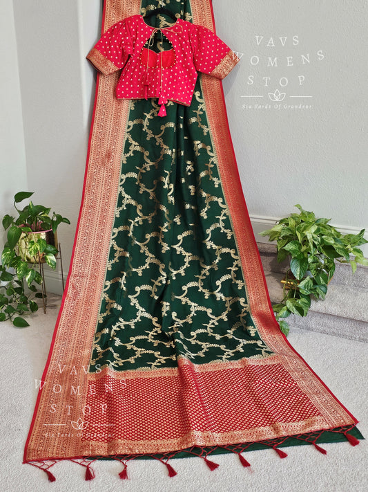 Viscose Benarasi Crepe Silk Saree - Blouse