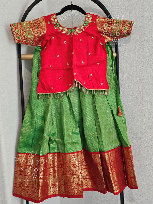 Pure Kanchi Silk Lehenga/ Pattu Pavada Set