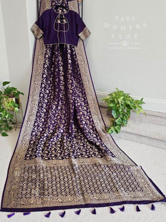Munga Benerasi Crepe Silk Saree - Blouse
