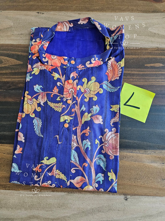 Men's Kalamkari Print Tussar Silk Kurta