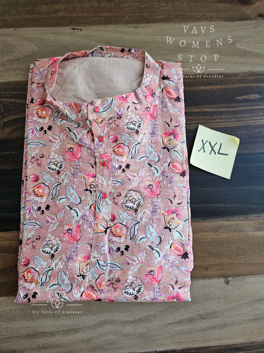 Men's Kalamkari Print Tussar Silk Kurta