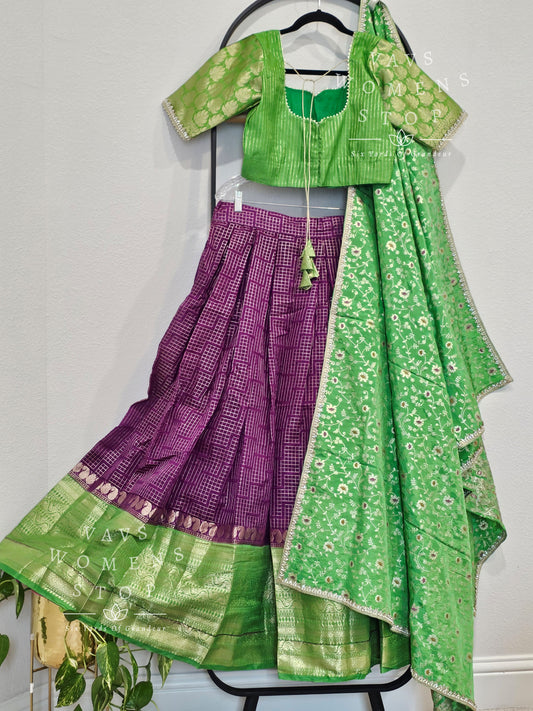 Chiniya Silk Cotton Traditional Half saree Set