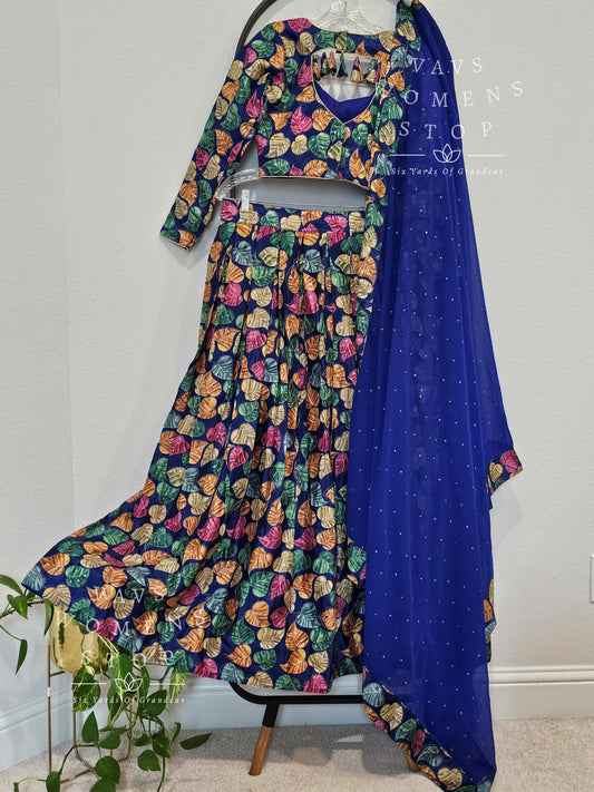 Fine Quality Crepe Silk Half Saree Designer Set