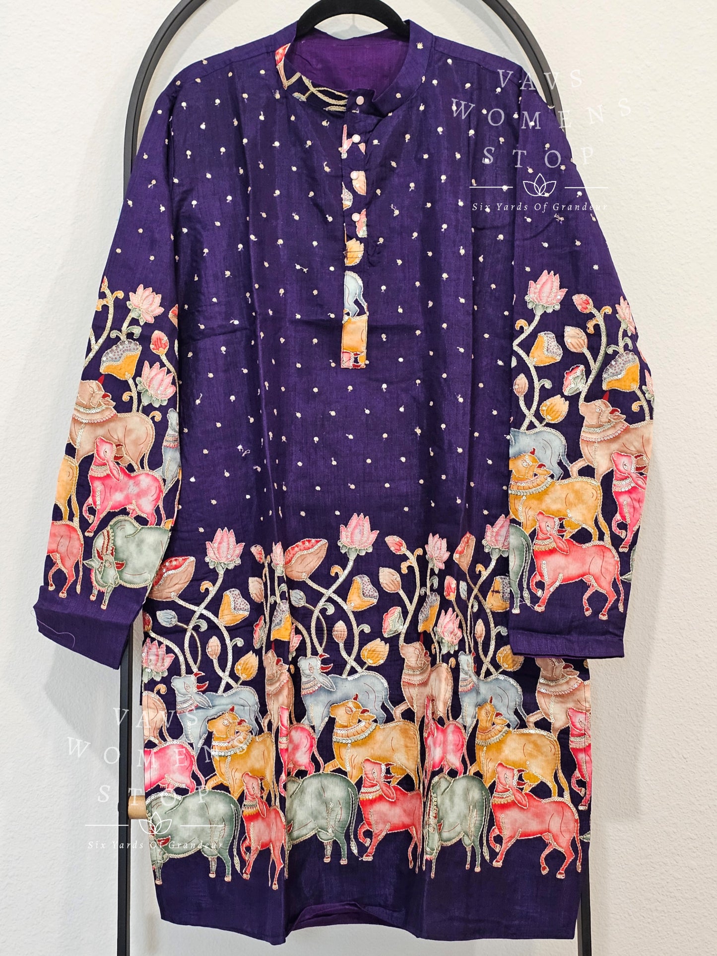 Men's Chinon Crepe Silk Pichwai Print Kurta