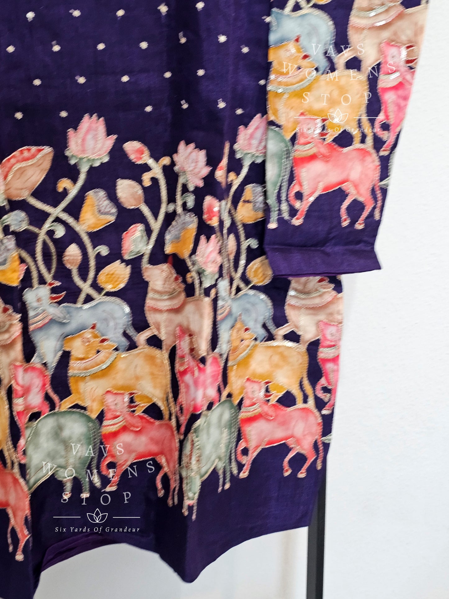 Men's Chinon Crepe Silk Pichwai Print Kurta