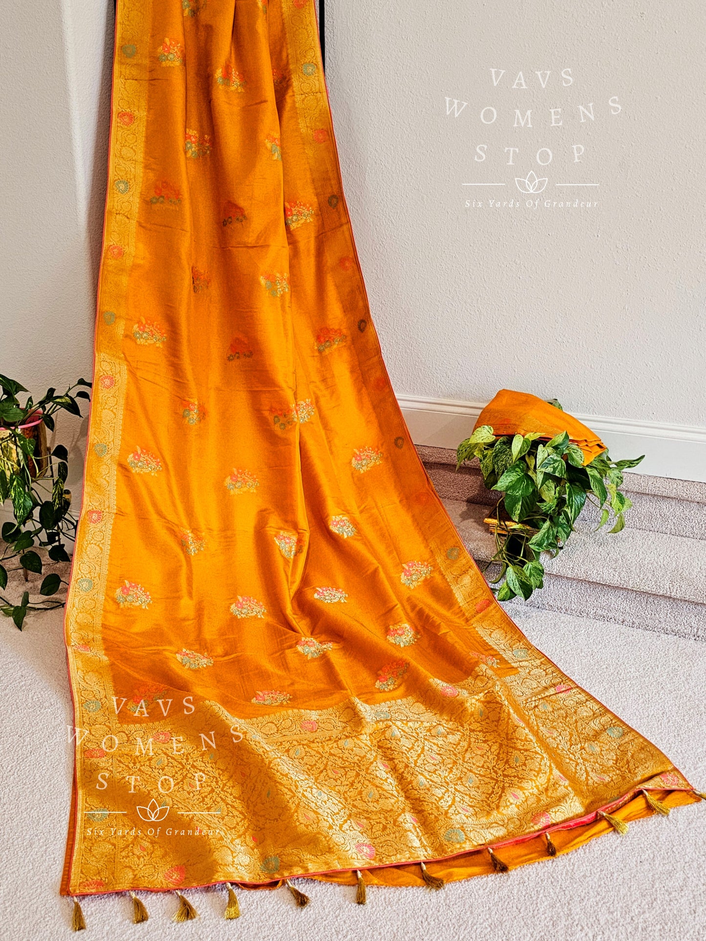 Designer Munga Silk Tissue Saree - Pure Benarasi Silk Blouse