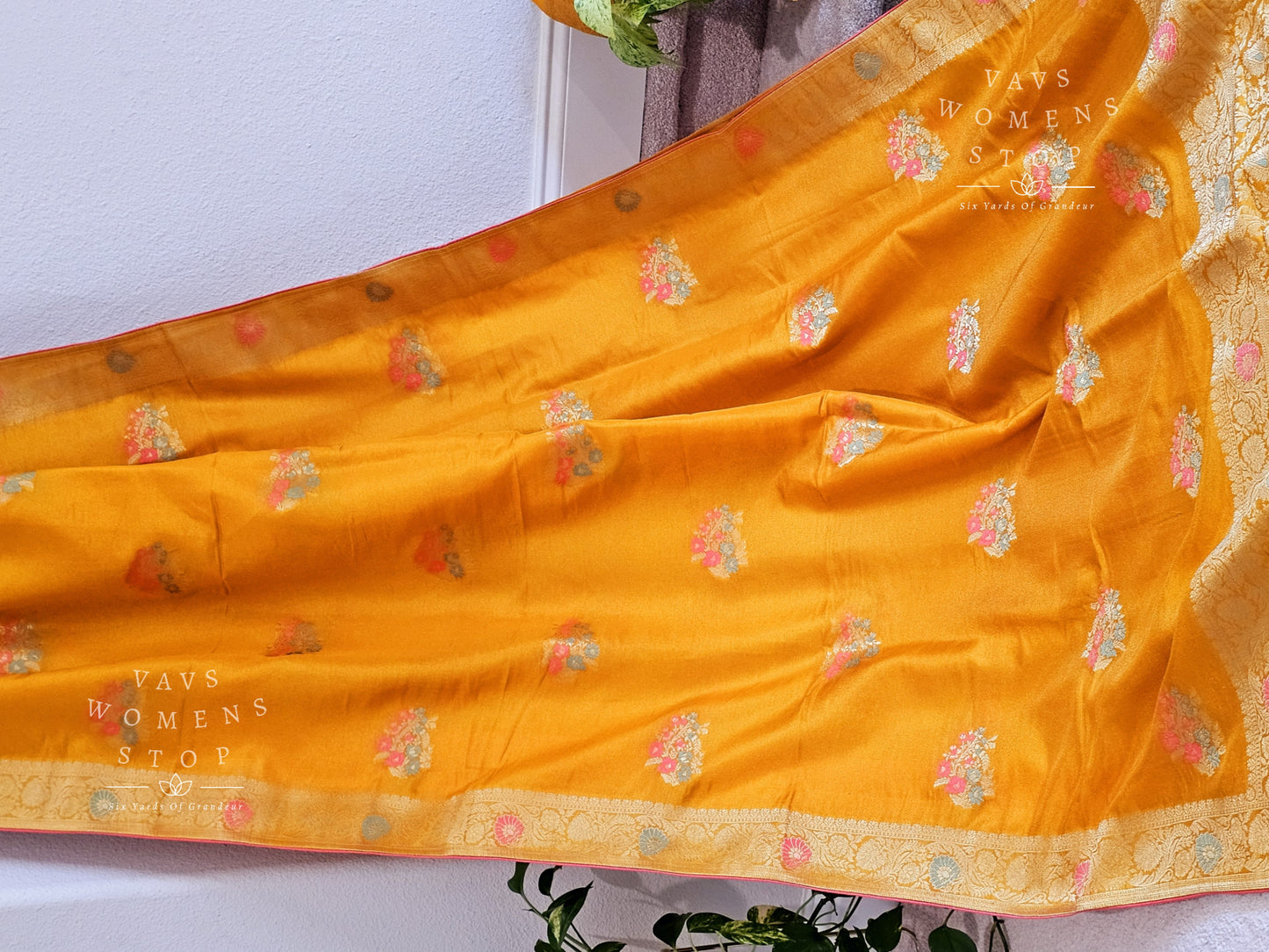 Designer Munga Silk Tissue Saree - Pure Benarasi Silk Blouse