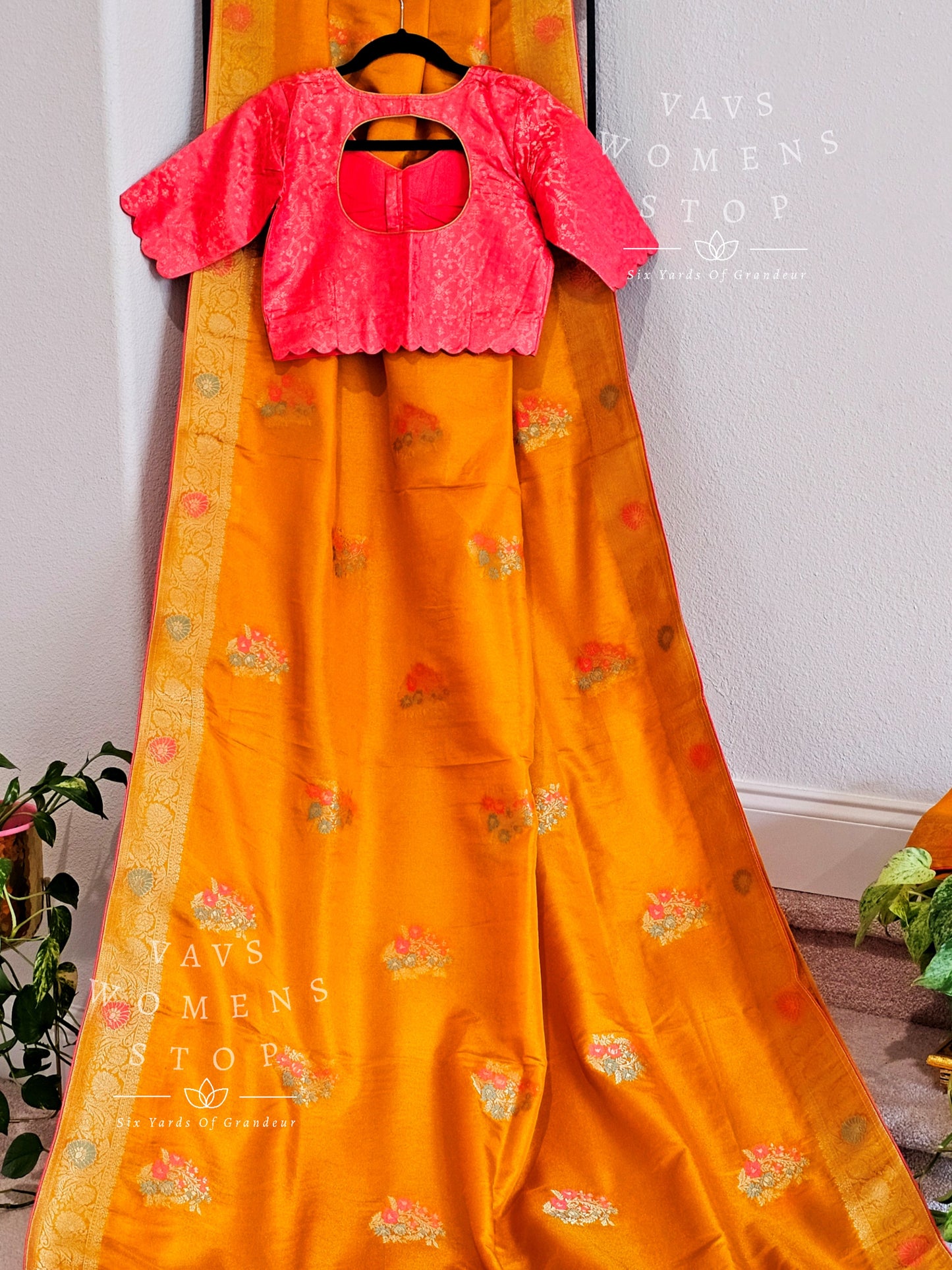 Designer Munga Silk Tissue Saree - Pure Benarasi Silk Blouse