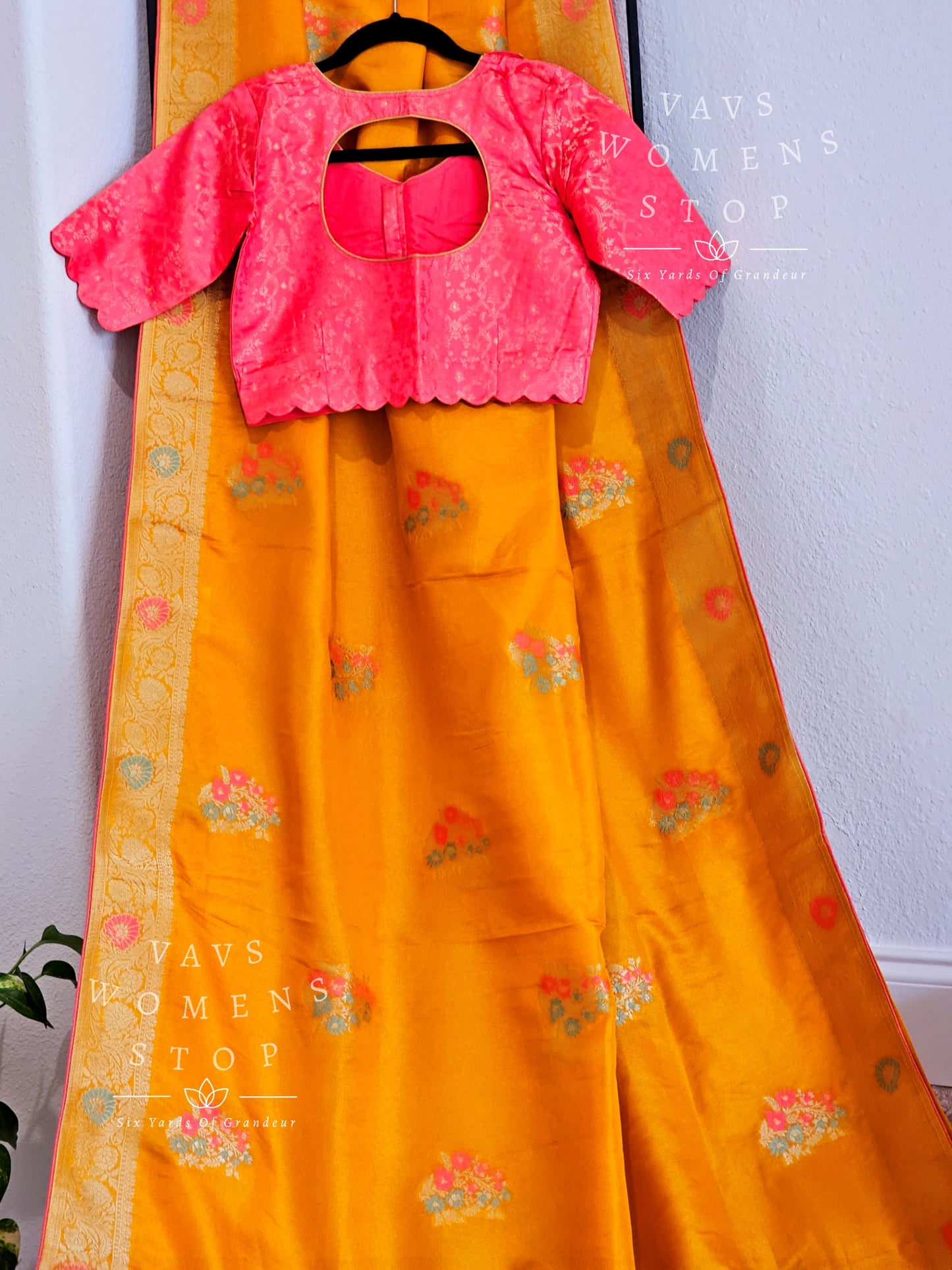 Designer Munga Silk Tissue Saree - Pure Benarasi Silk Blouse
