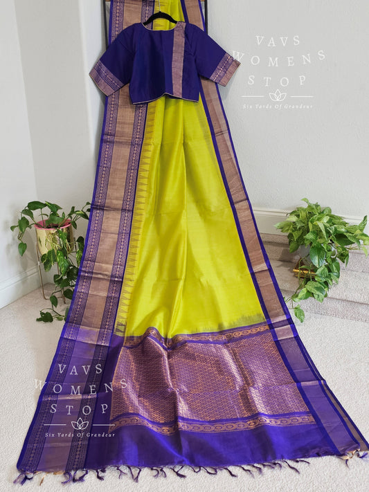 Pure Kuppadam Handloom Temple Border Saree - Blouse