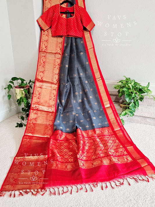 Pure Kuppadam Pattu Silk Cotton Saree - Blouse