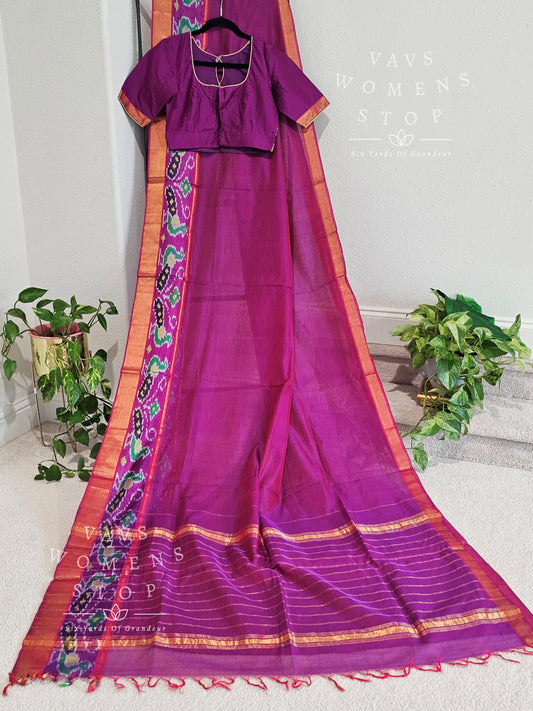 Mangalagiri Pattu Pochampally Border Saree - Blouse