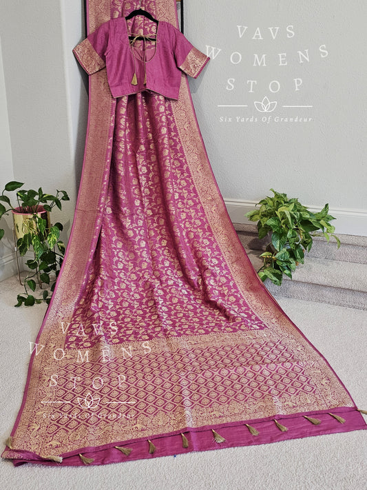 Munga Benerasi Crepe Silk Saree - Blouse