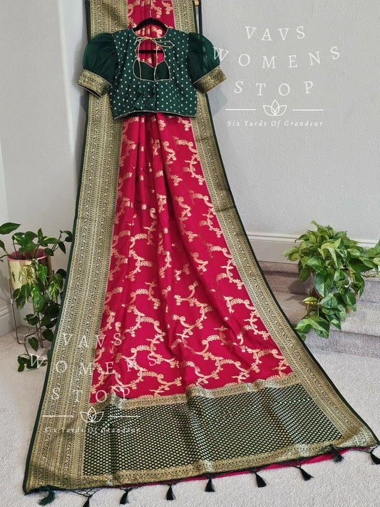 Viscose Benarasi Crepe Silk Saree - Blouse