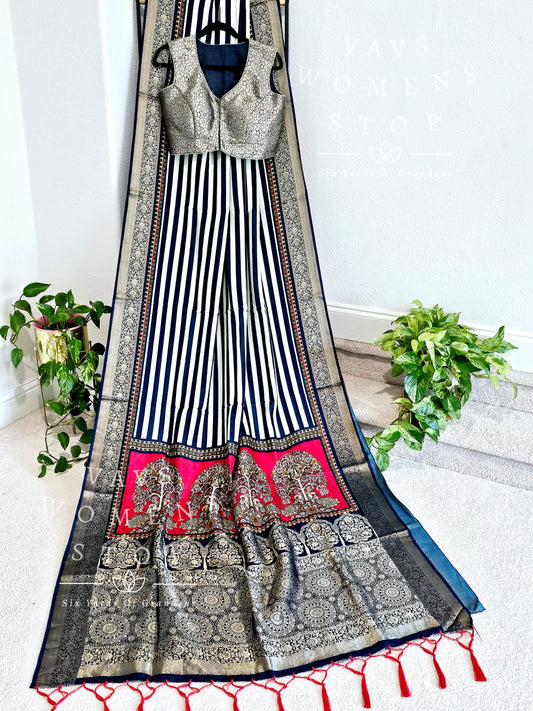 Munga Crepe Silk Kalamkari Digital Print Saree - Blouse