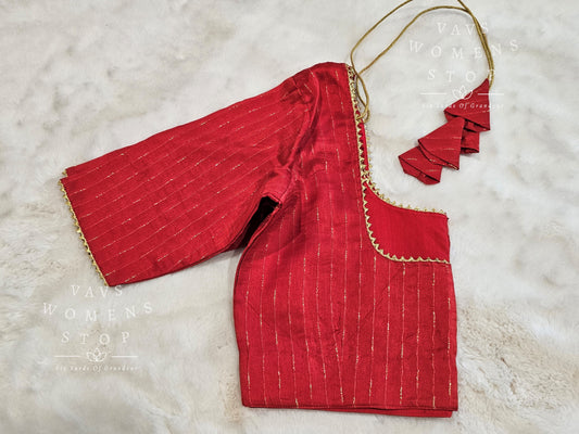 Rust Red Shade Munga Crepe Benarasi Blouse