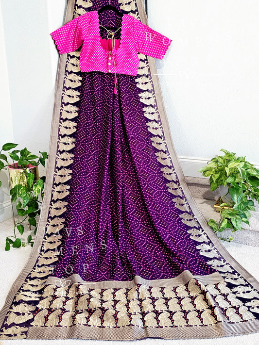 Dancing Dolls Designer Pure Khadi Georgette Powerloom Saree - Blouse