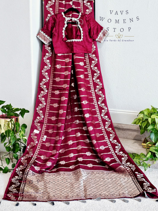 Mashru Crepe Silk Benarasi Saree - Blouse