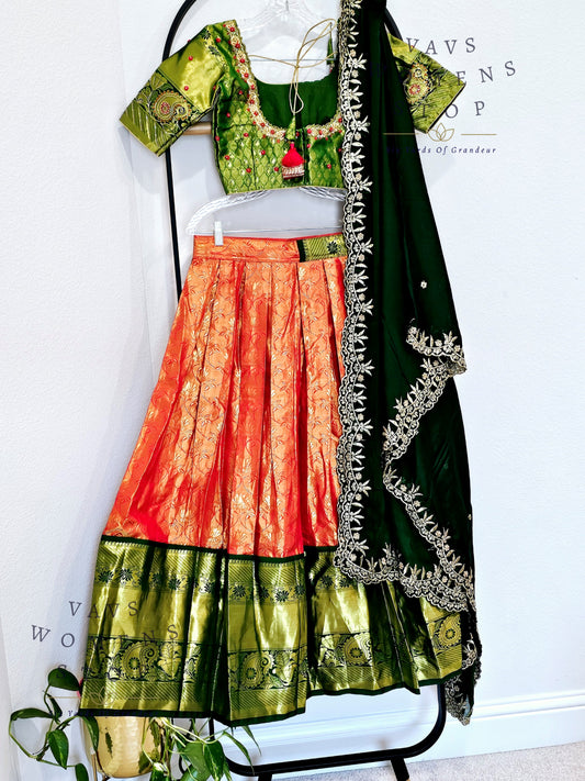 Pure Kanchi Silk Traditional Half Saree Set