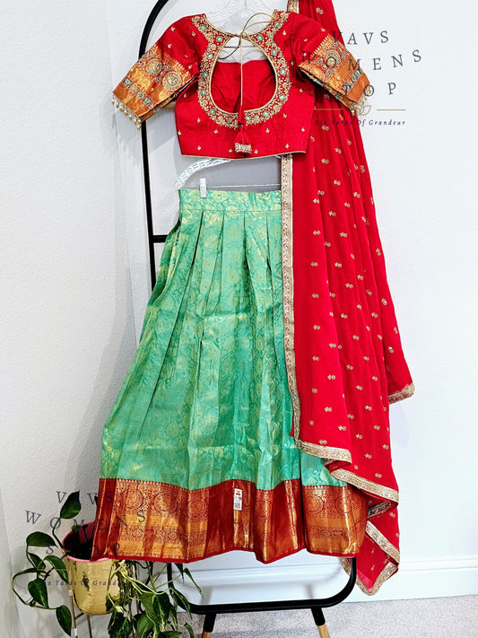 Pure Kanchi Silk Traditional Half Saree Set