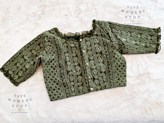 Green Chikankari Georgette Blouse
