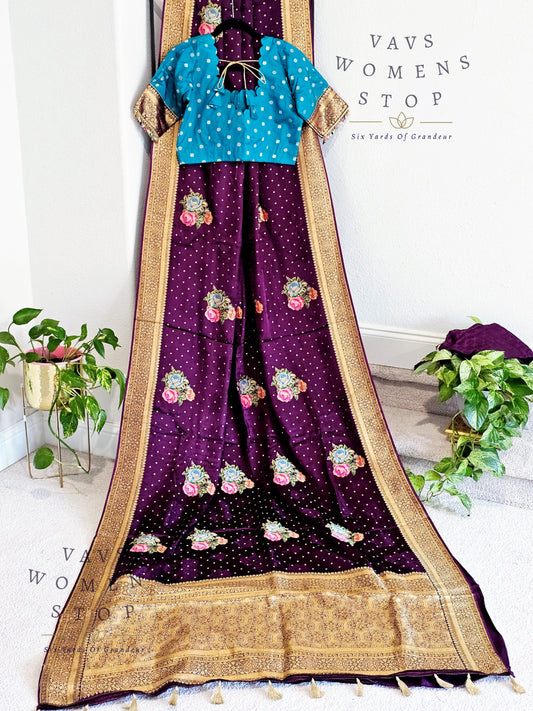 Munga Satin Benarasi Silk Saree - Blouse