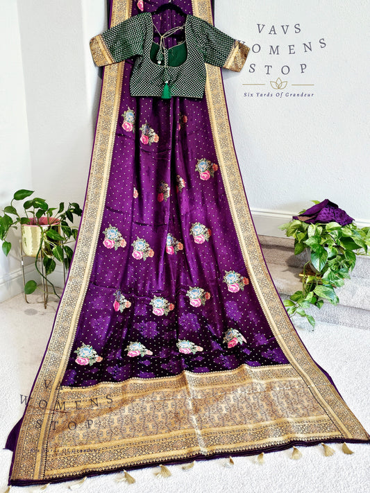 Munga Satin Benarasi Silk Saree - Blouse
