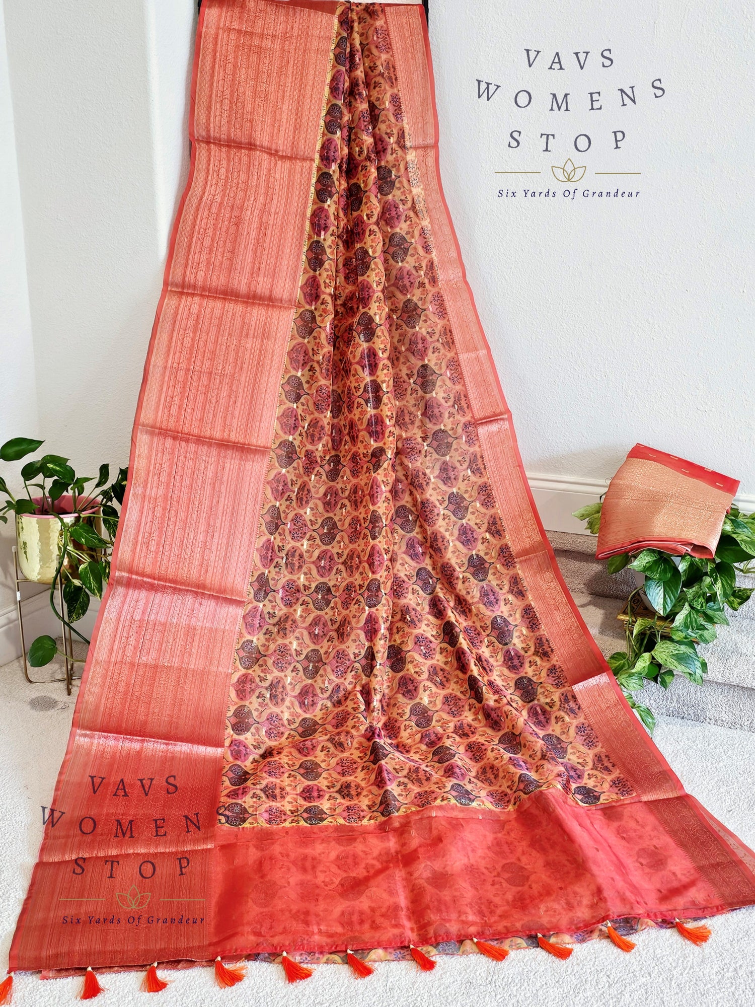Fancy Semi Organza Patola Design Saree 