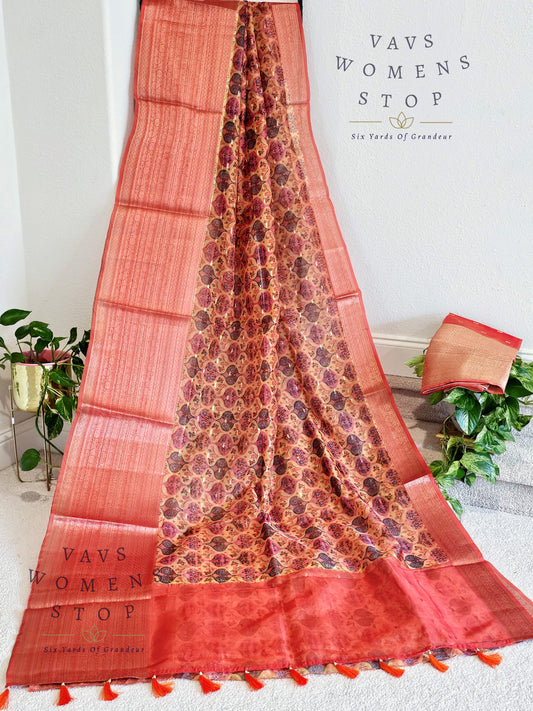 Fancy Semi Organza Patola Design Saree