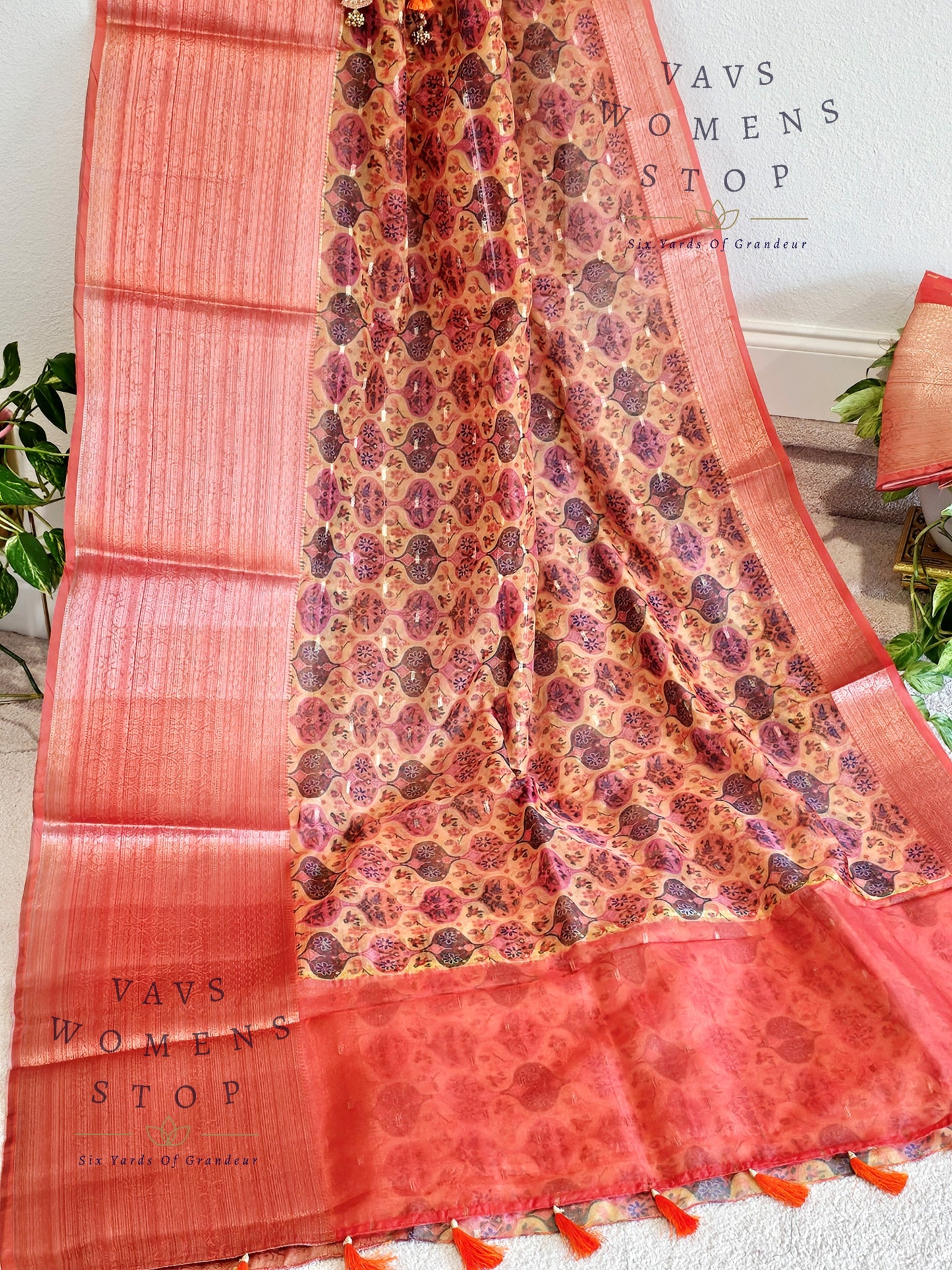 Fancy Semi Organza Patola Design Saree
