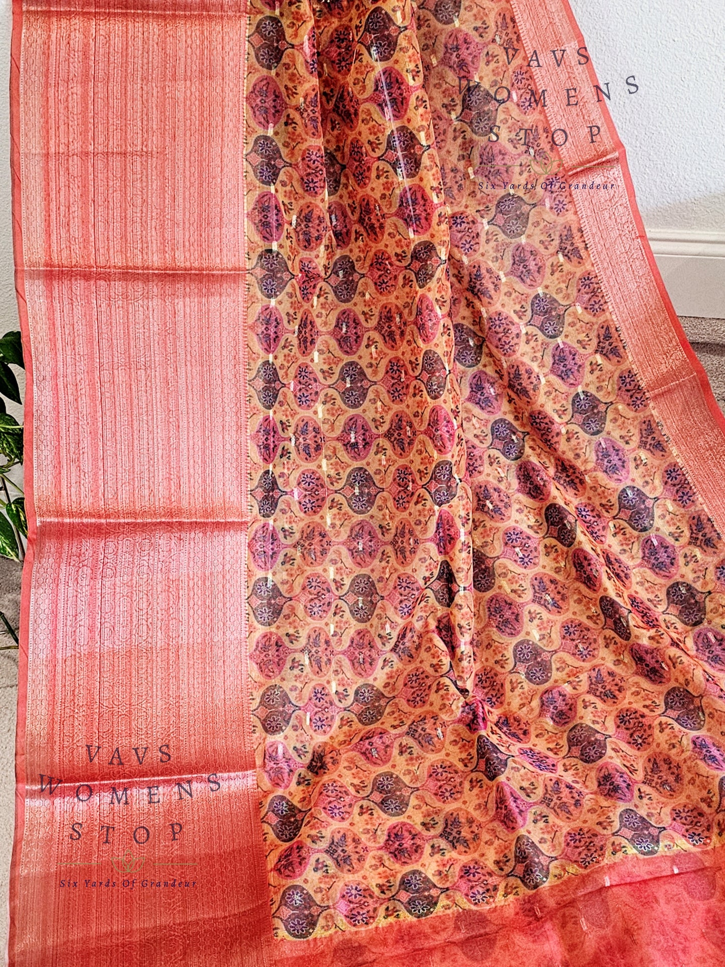 Fancy Semi Organza Patola Design Saree