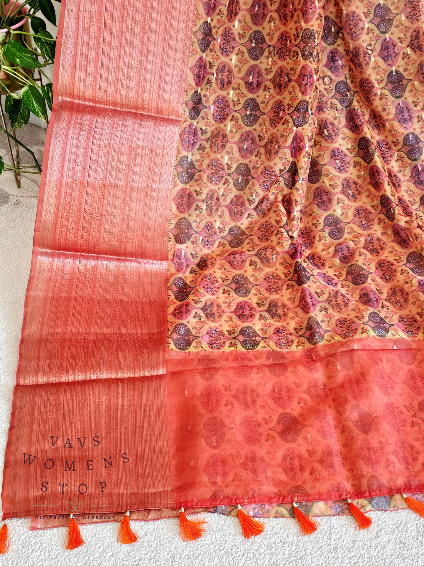Fancy Semi Organza Patola Design Saree